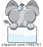 Clipart Cute Baby Elephant Holding A Sign Royalty Free Vector Illustration