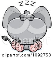 Clipart Cute Baby Elephant Sleeping Royalty Free Vector Illustration