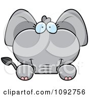 Clipart Cute Baby Elephant Looking Over A Surface Royalty Free Vector Illustration