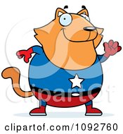 Poster, Art Print Of Chubby Super Orange Cat Waving