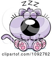 Clipart Cute Purple Kitten Napping Royalty Free Vector Illustration