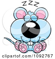 Poster, Art Print Of Cute Blue Mouse Sleeping