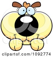 Clipart Cute Dog Looking Over A Surface Royalty Free Vector Illustration