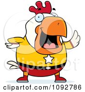 Poster, Art Print Of Chubby Super Rooster Waving