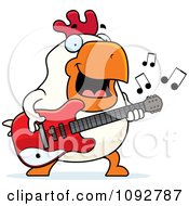 Clipart Chubby Rooster Guitarist Royalty Free Vector Illustration