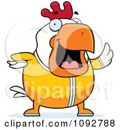 Poster, Art Print Of Chubby Rooster Waving In Pajamas