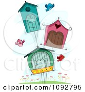 Poster, Art Print Of Birds Flying By Houses