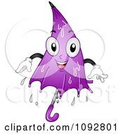 Clipart Drenched Purple Umbrella Royalty Free Vector Illustration by BNP Design Studio
