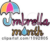 Clipart Colorful Parasol And Umbrella Month Text Royalty Free Vector Illustration