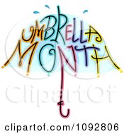 Umbrella Month Text Forming A Parasol