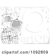 Border Of Grayscale Bird Cages And Copyspace