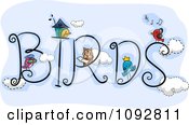 Clipart The Word Birds In The Sky With Birds Royalty Free Vector Illustration