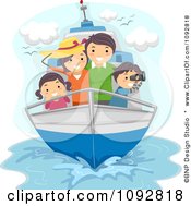 Poster, Art Print Of Happy Family Traveling On A Ship