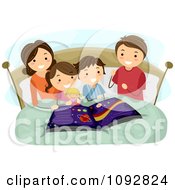 Poster, Art Print Of Mother Reading An Astronomy Book To Her Kids At Bed Time