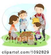 Poster, Art Print Of Happy Family Planting A Garden