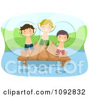 Clipart Happer Summer Camp Boys Jumping Off Of A Dock Royalty Free Vector Illustration by BNP Design Studio