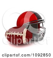 3d Football And Red Helmet
