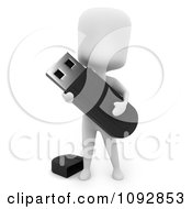 3d Ivory Person Holding A Flash Drive