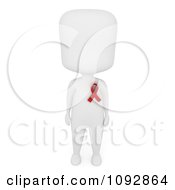Poster, Art Print Of 3d Ivory Person Wearing A Red Aids Awareness Ribbon