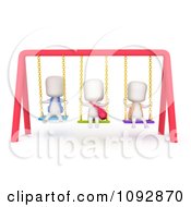 Poster, Art Print Of 3d Ivory Kids Playing On Swings