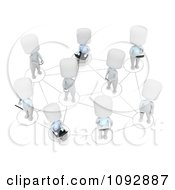 Poster, Art Print Of 3d Ivory People Connecting On A Social Network With Smart Phones And Laptops