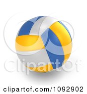 Poster, Art Print Of 3d White Blue And Yellow Volleyball