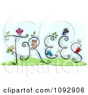 Clipart The Word TREES With Birds Royalty Free Vector Illustration