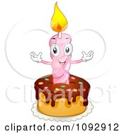 Clipart Happy First Birthday Candle On A Cake Royalty Free Vector Illustration by BNP Design Studio