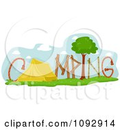 Poster, Art Print Of Tent And Nature Items Spelling Camping