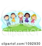 Poster, Art Print Of Happy Kids Jumping Outside
