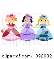Poster, Art Print Of Three Girls Wearing Victorian Dresses