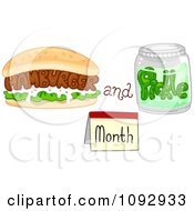 Poster, Art Print Of Burger And Jar For Hamburger And Pickle Month