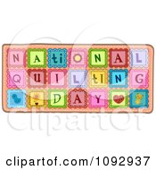 Clipart Patches Spelling National Quilting Day Royalty Free Vector Illustration