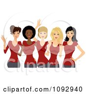 Poster, Art Print Of Beautiful Diverse Ladies Wearing Red T Shirts