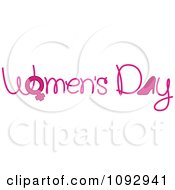 Clipart Pink Womens Day Text With A Gender Symbol And High Heel Royalty Free Vector Illustration