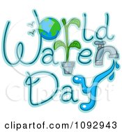 Poster, Art Print Of World Water Day Text With Earth And A Faucet