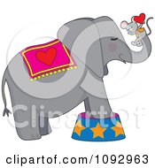 Poster, Art Print Of Circus Elephant With A Mouse Holding A Heart On His Trunk
