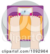 Clipart Womans Feet Standing On A Scale Royalty Free Vector Illustration