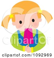 Poster, Art Print Of Girl Eating A Pink Popsicle