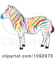 Clipart Rainbow Striped Zebra Royalty Free Vector Illustration