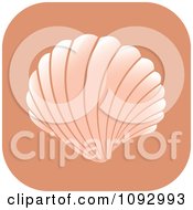 Poster, Art Print Of Pink Scallop Sea Shell Over A Rounded Square