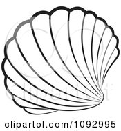 Clipart Black And White Scallop Sea Shell Royalty Free Vector Illustration