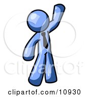 Friendly Blue Man Greeting And Waving Clipart Illustration by Leo Blanchette