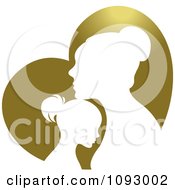 Poster, Art Print Of Silhouetted Mother And Daughter Over A Gold Heart