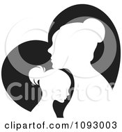 Poster, Art Print Of Silhouetted Mother And Daughter Over A Black Heart