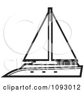 Clipart Outlined Yacht Sailboat Royalty Free Vector Illustration by Lal Perera