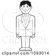 Poster, Art Print Of Outlined Grinning Business Man Standing In A Suit