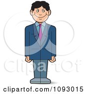 Clipart Grinning Business Man Standing In A Suit Royalty Free Vector Illustration