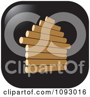 Clipart House Formed Of Timber Logs On A Black Rounded Square Royalty Free Vector Illustration