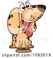 Clipart Hungry Spotted Dog And Food Bowl Royalty Free Vector Illustration